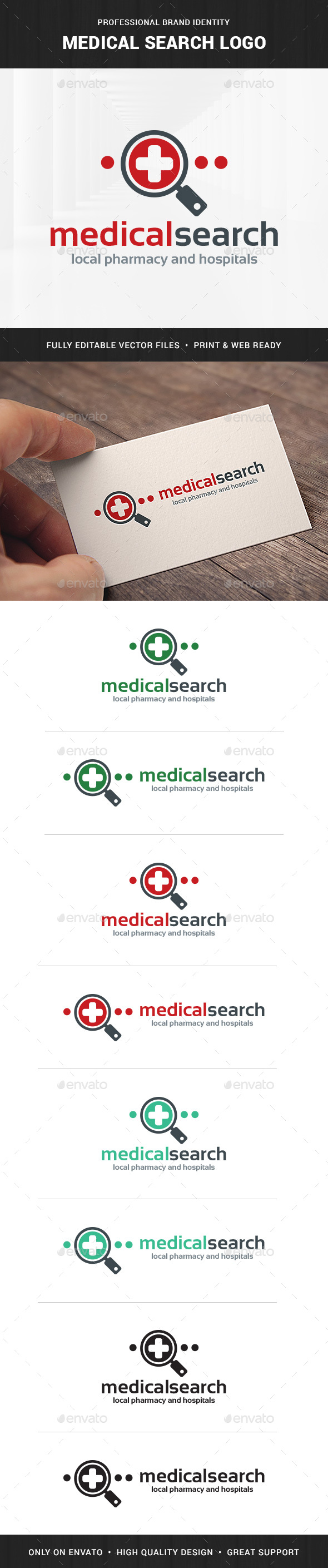 Medical Search Logo Template - Symbols Logo Templates