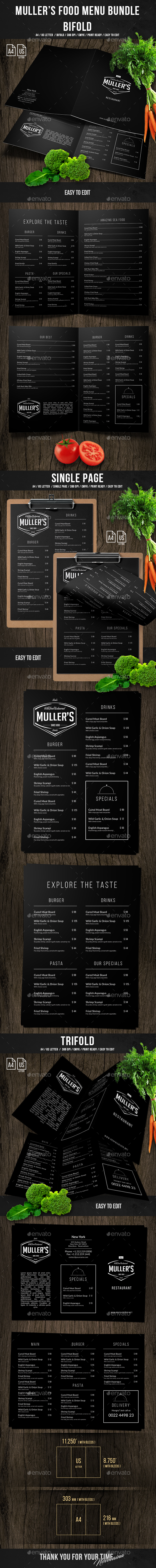 Muller's Food Menu Bundle - Food Menus Print Templates