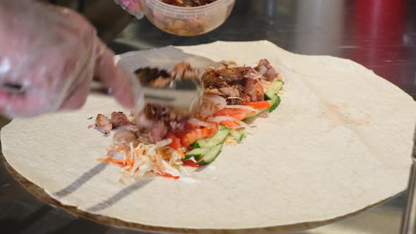 Process of cooking shawarma