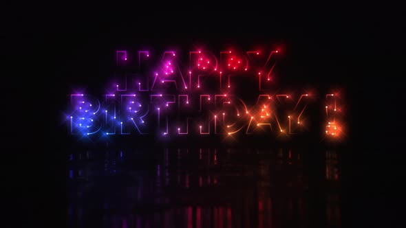 Chasing Multi Colored Neon HAPPY BIRTHDAY Title Background Sign with Loop alt