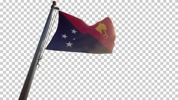 Papua New Guinea Flag on a Flagpole with Alpha-Channel alt