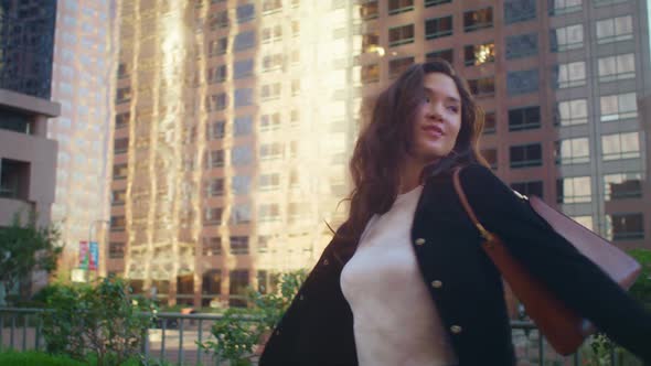 Carefree Woman Having Fun on Walk alt