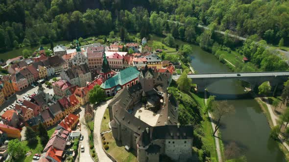 Turn Around Loket Castle and Small Czech Town, Near Karlovy Vary, Czech Republic. alt