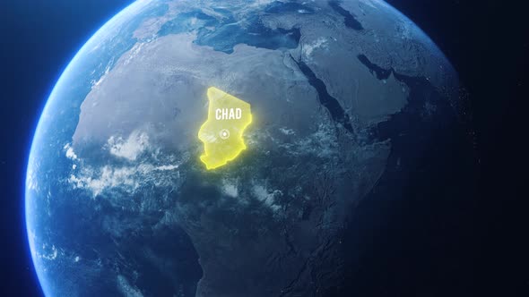 Earh Zoom In Space To Chad Country Alpha Output