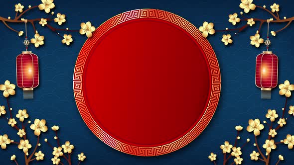 Chinese new year background with empty circle frame