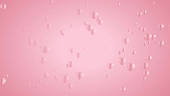 Valentines flying hearts. Paper flying elements on pink background.