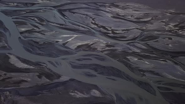 Aerial View of Glacier River in Iceland alt