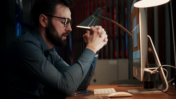 Stressed Businessman Lonely Suffering From Depression. Stressed Employee Anxiety And Heartbroken. alt