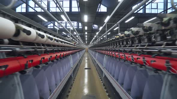 Spinning Factory Production of Fabrics Thread of Silk Linen and Synthetics View of Tunnels alt