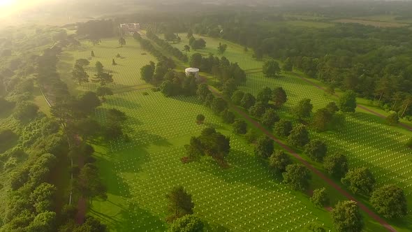 Omaha Cemetery aerial view in Normandy alt