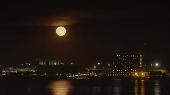 Boston Harbour Front Airport Super Moon Timelapse