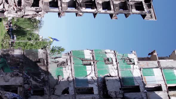 Vertical Video of the Consequences of the War in Ukraine  Burned Cars alt