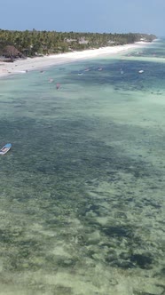 Tanzania  Vertical Video of the Ocean Near the Coast of Zanzibar Slow Motion alt