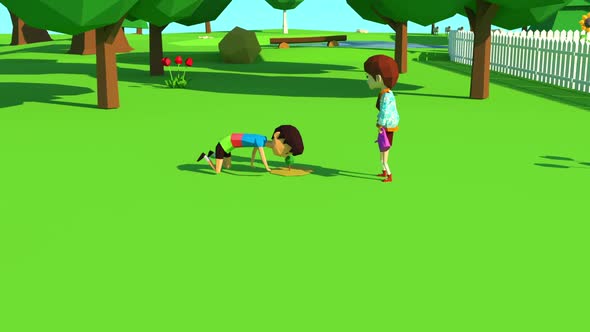 Tree Planting And Growing 3D Low Poly Animation alt