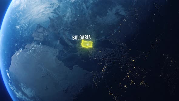 Earh Zoom In Space To Bulgaria Country Alpha Output