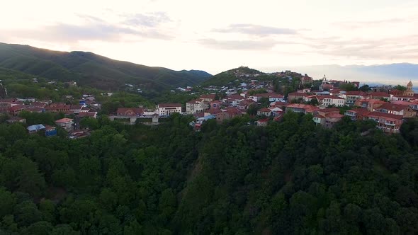 Amazing Panoramic View of Sighnaghi Town Located on Green Hills, Ecotourism alt