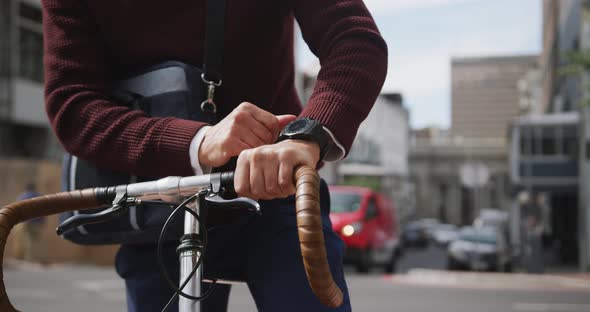 Caucasian man out and about in the street wearing on a face mask against coronavirus alt