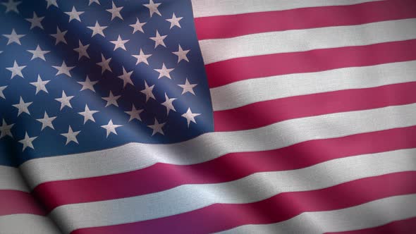 American blowing flag video, motion loop. United States, USA flag Closeup 4k resolution video. alt