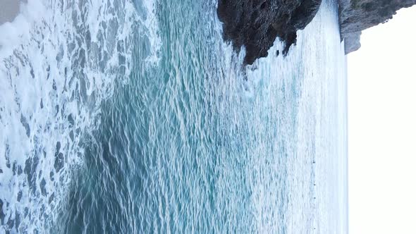 Vertical Video Sea Near the Coast  Closeup of the Coastal Seascape alt