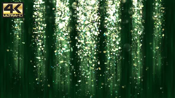 Abstract Deep Green Particle Confetti and Glitter Curtain 4k