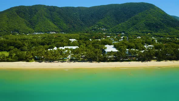 Aerial, Beautiful View On Palm Cove And Its Beach In Cairns In Queensland, Australia