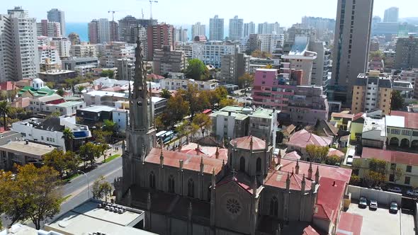 Church Carmelite Fathers, Temple, Cathedral (Vina del Mar, Chile) aerial view