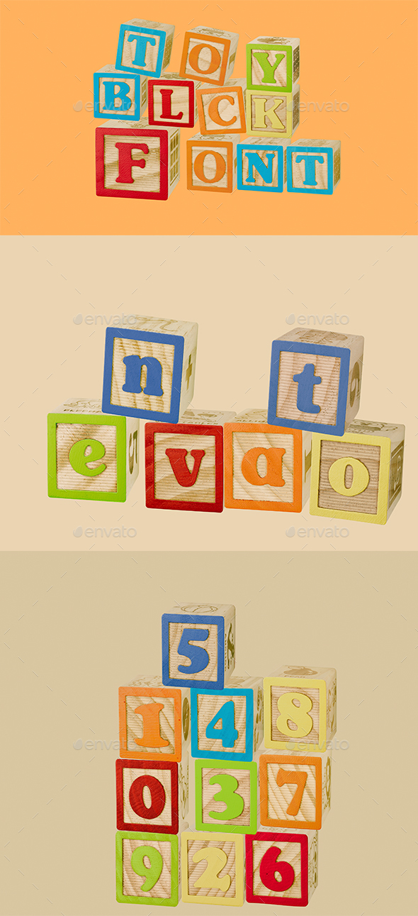 Toy Block Font - Text 3D Renders
