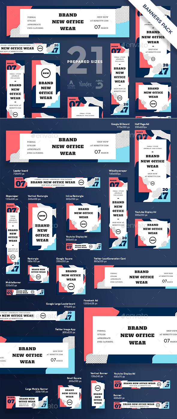 Office Wear Banner Pack - Banners & Ads Web Elements