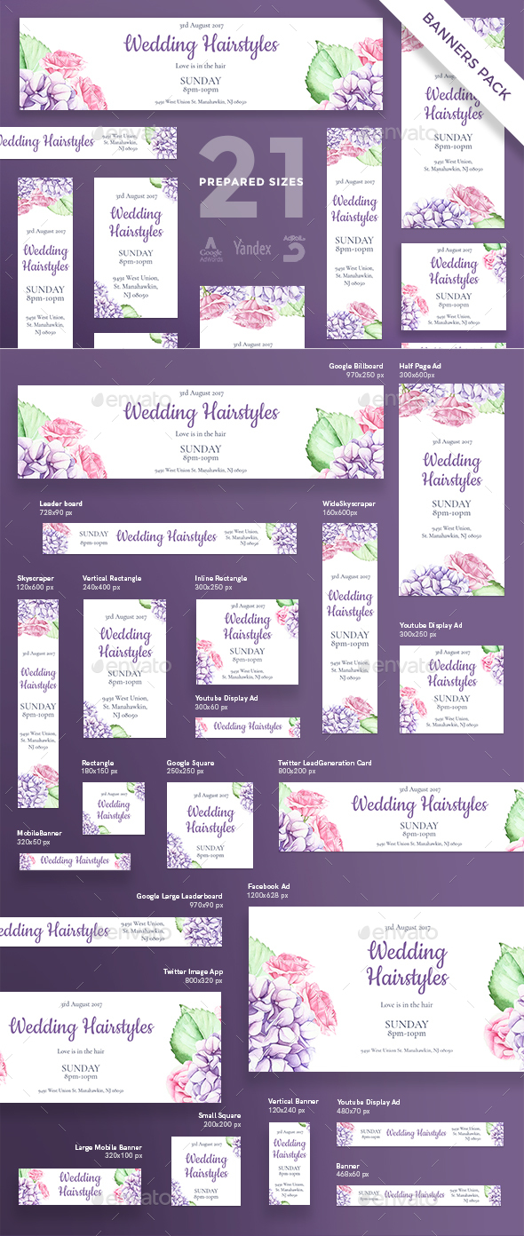 Wedding Hairstyles Banner Pack - Banners & Ads Web Elements