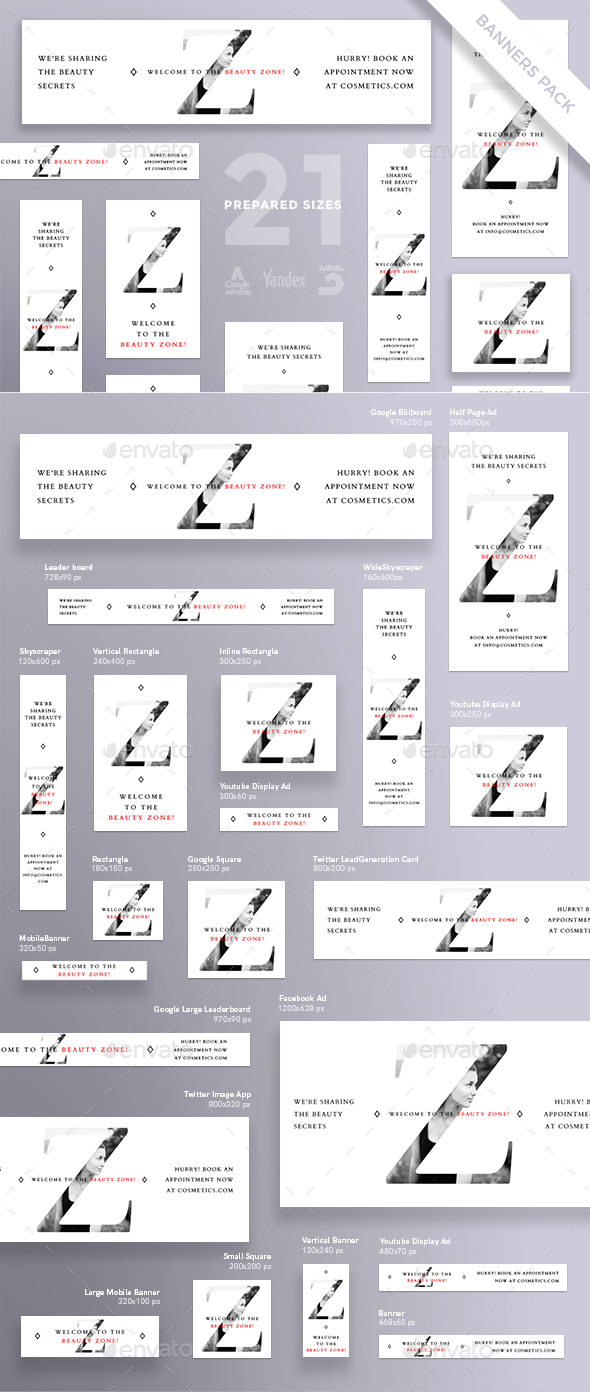 Beauty Zone Banner Pack - Banners & Ads Web Elements