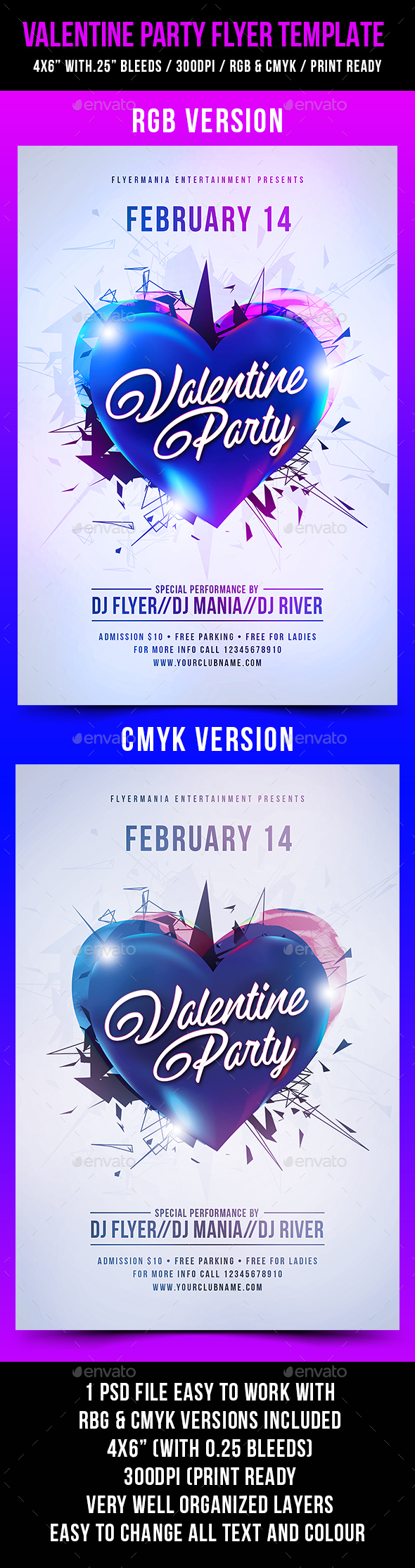 Valentine Party Flyer Template - Flyers Print Templates