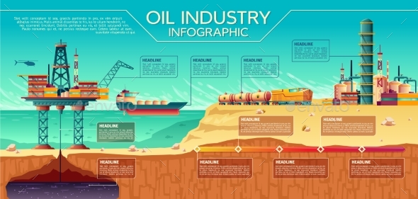 Vector Oil Industry Infographics Offshore Platform - Backgrounds Decorative