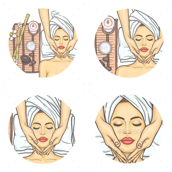 Vector Set of Female Avatars in Pop Art Style - People Characters