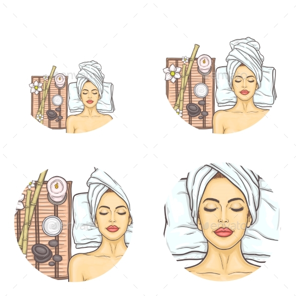 Vector Set of Female Avatars in Pop Art Style - People Characters