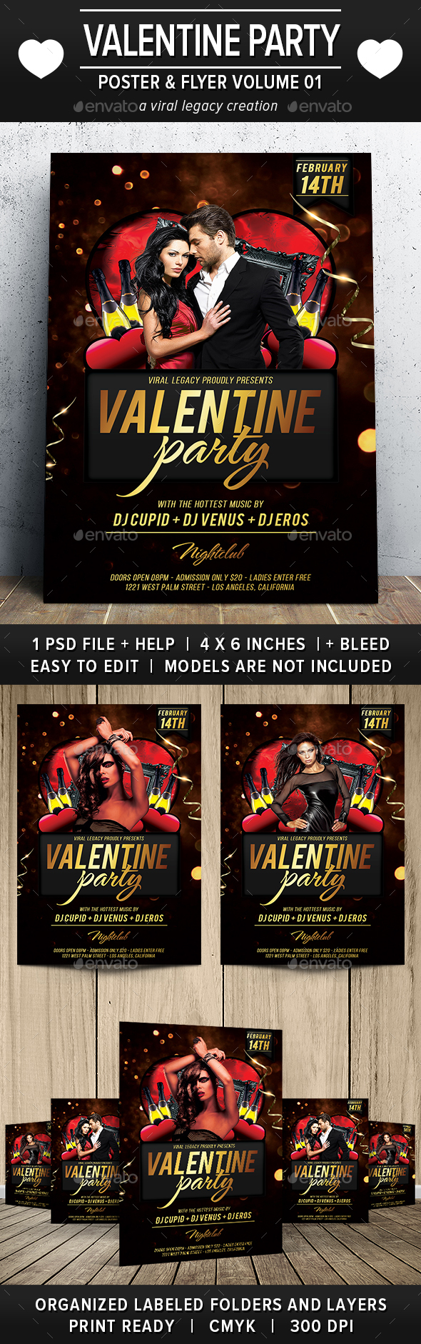 Valentine Party Poster / Flyer V01 - Flyers Print Templates