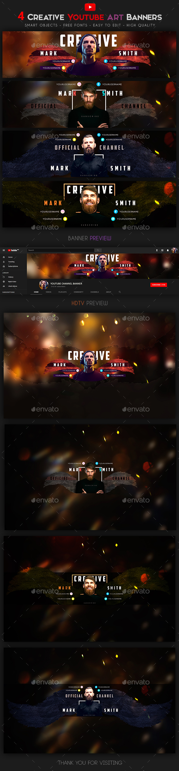 Creative YouTube Art Banners - YouTube Social Media