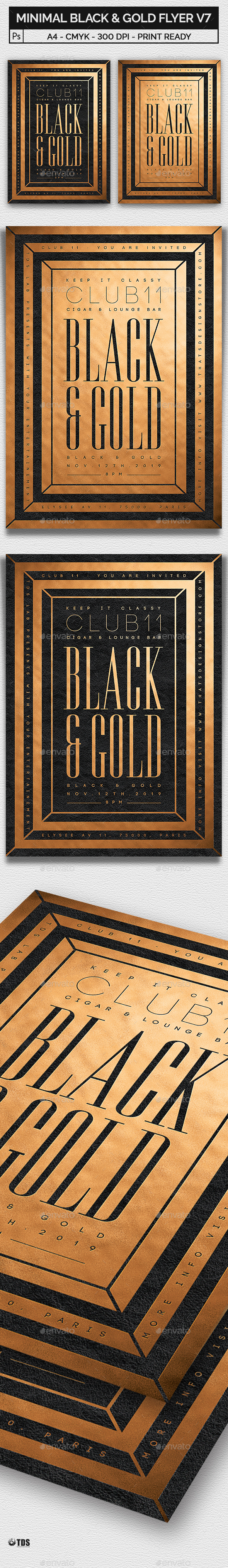 Minimal Black and Gold Flyer Template V7 - Clubs & Parties Events