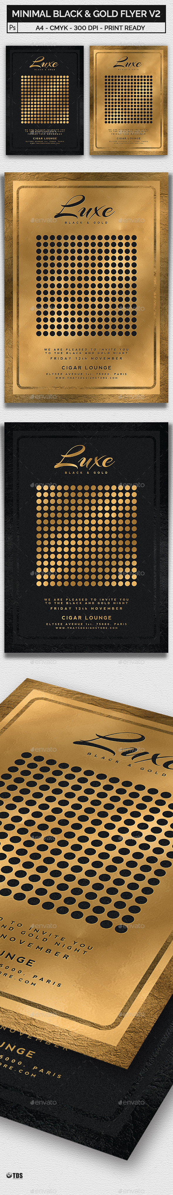 Minimal Black and Gold Flyer Template V2 - Clubs & Parties Events