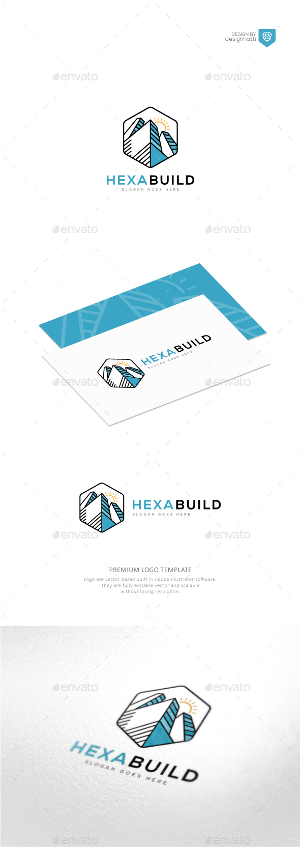 Hexagon Building Logo - Buildings Logo Templates