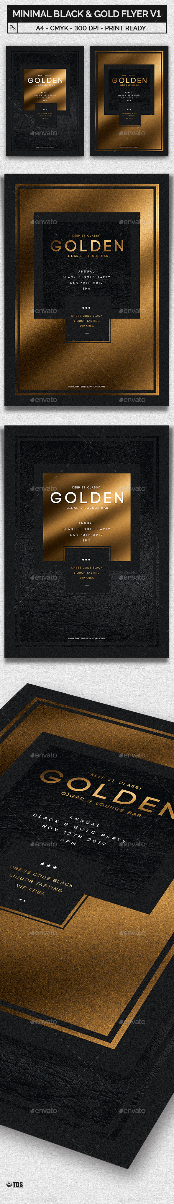 Minimal Black and Gold Flyer Template V1 - Clubs & Parties Events
