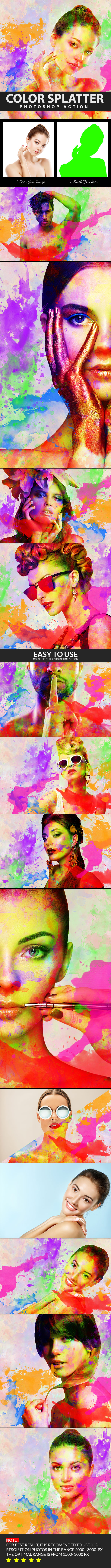 Color Splatter Photoshop Action - Photo Effects Actions