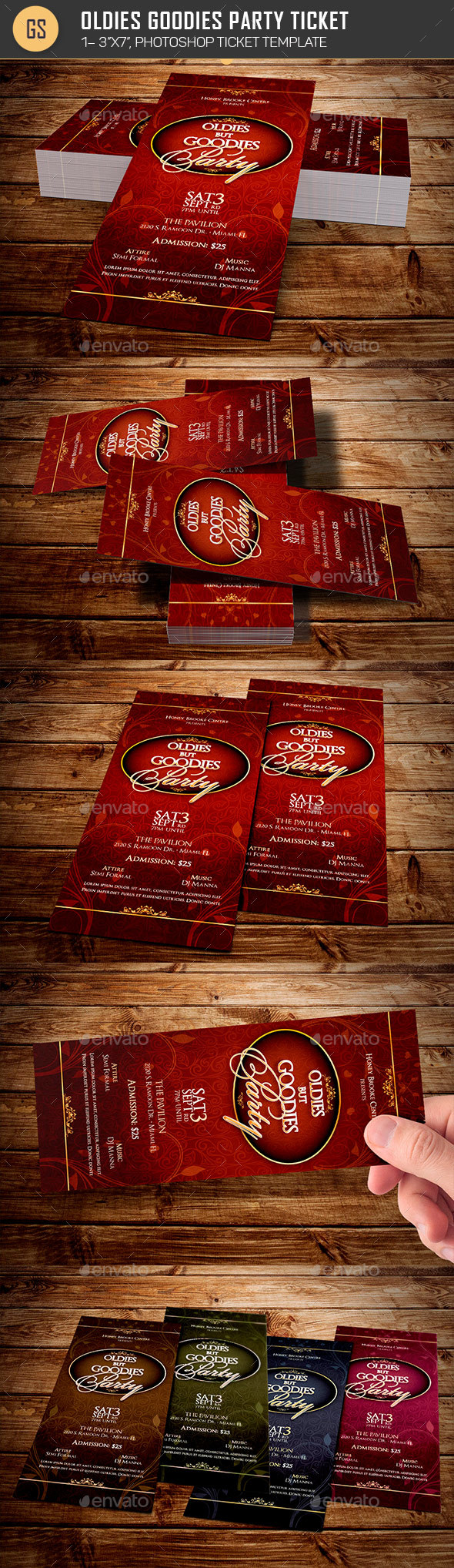 Oldies Goodies Party Ticket Template - Miscellaneous Print Templates