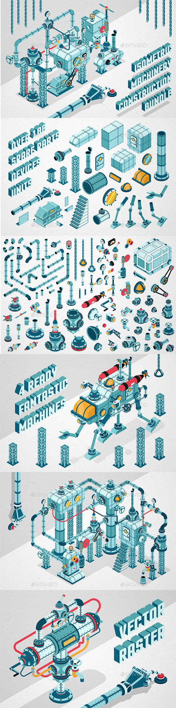 Isometric Machinery Construction Kit - Miscellaneous Vectors