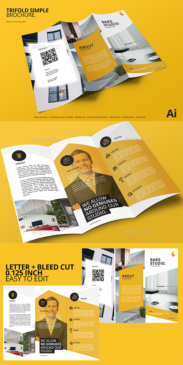 Simple Trifold Brochure - Business Cards Print Templates