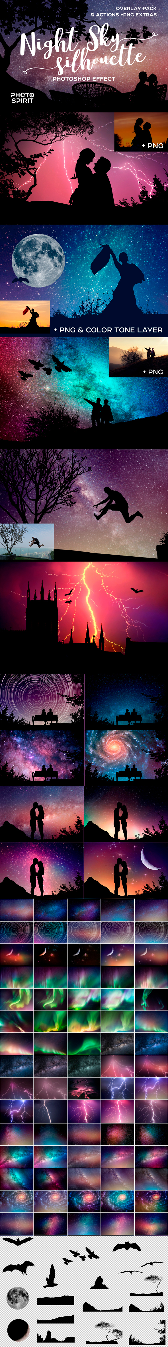 Night Sky Silhouette Actions - Photo Effects Actions