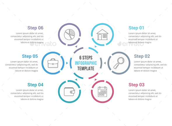Circle Diagram with Six Elements - Infographics