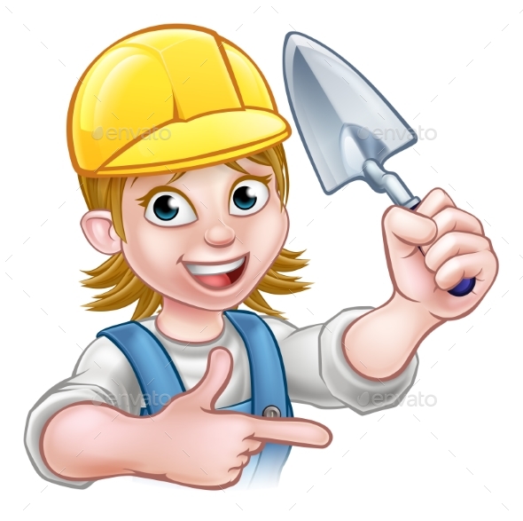 Builder Bricklayer Construction Worker Trowel Tool - People Characters