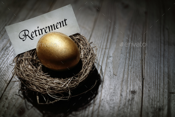 Retirement savings golden nest egg - Stock Photo - Images