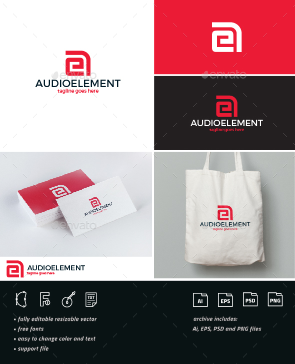 Audio Element Logo • AE Monogram - Letters Logo Templates