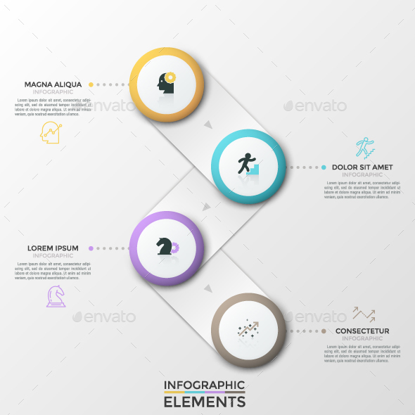 4-Step Zig-Zag Infographic Timeline - Infographics